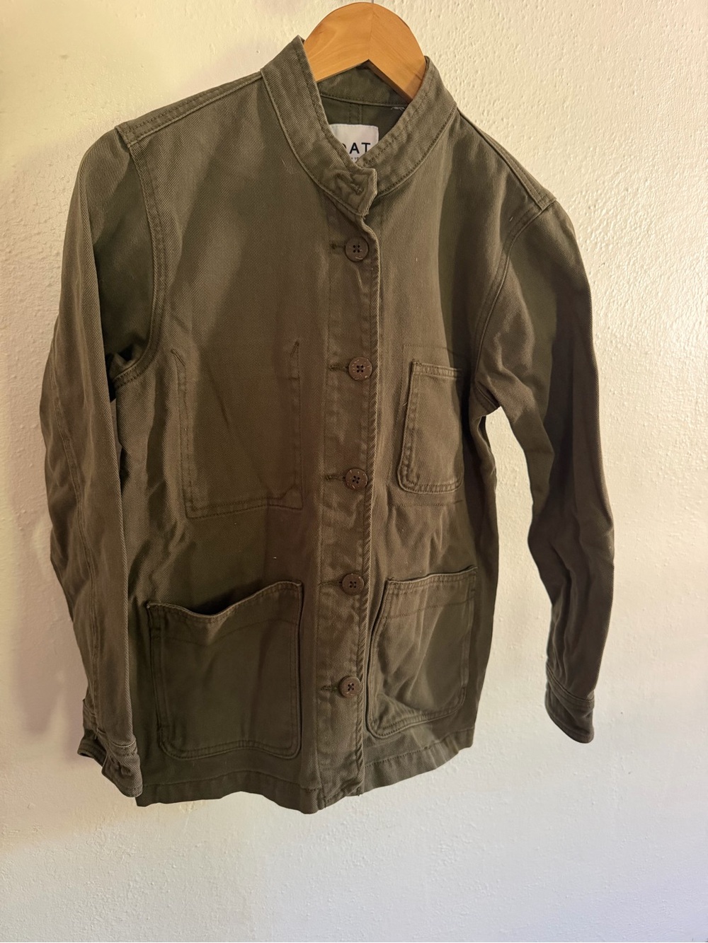 OAT New York Utility Chore Jacket Women’s XS Olive Green Cotton  Button Front
